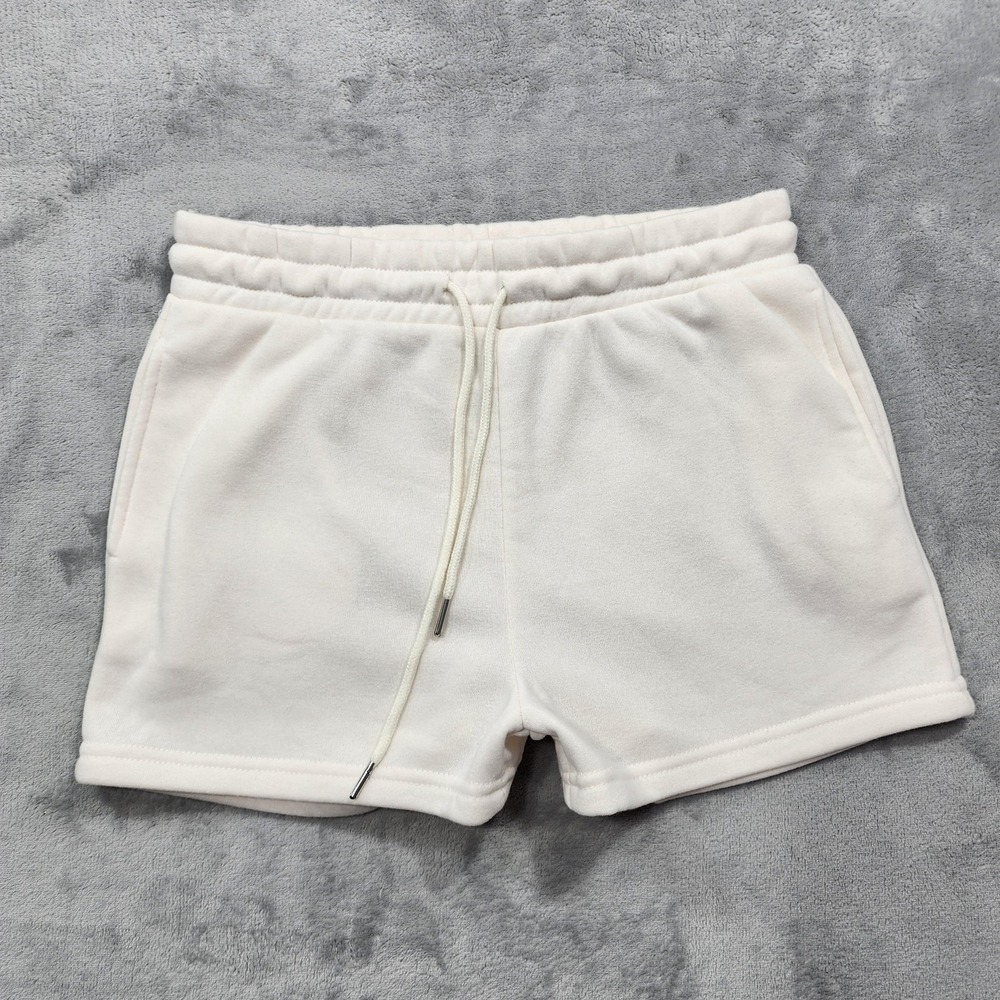 Better / Together Shorts Womens L Cream Fleece Sweat Drawstring Lounge Casual